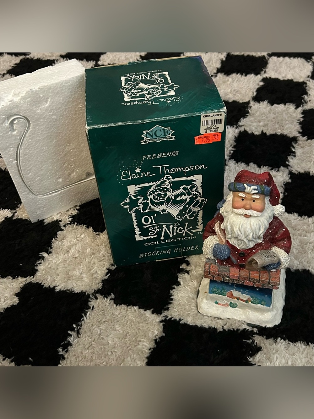 1999 Elaine Thompson Ol St Nick Collection Stocking Holder Santa #94334 Vintage
